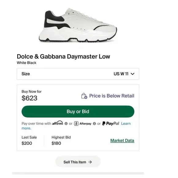 Dolce & Gabbana Daymaster White/Black Men Leather Sneakers - SZ 11